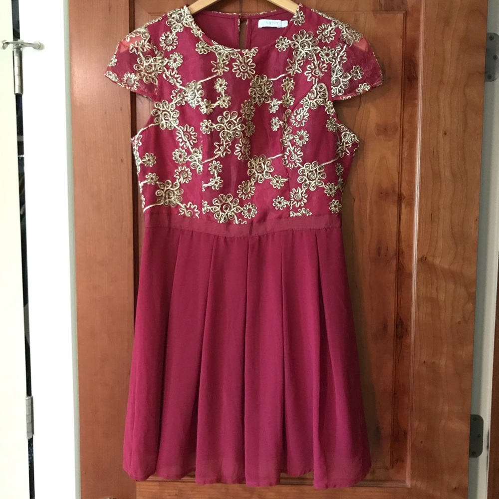 Fuchsia embroidered dress